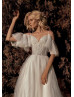 Ivory Embroidery Lace Glitter Tulle Shiny Wedding Dress